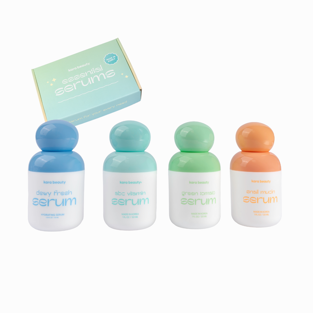Essentials Serums Collection (4pcs Set) - DEWY FRESH, ABC VITAMIN, GREEN TOMATO, SNAIL SERUM