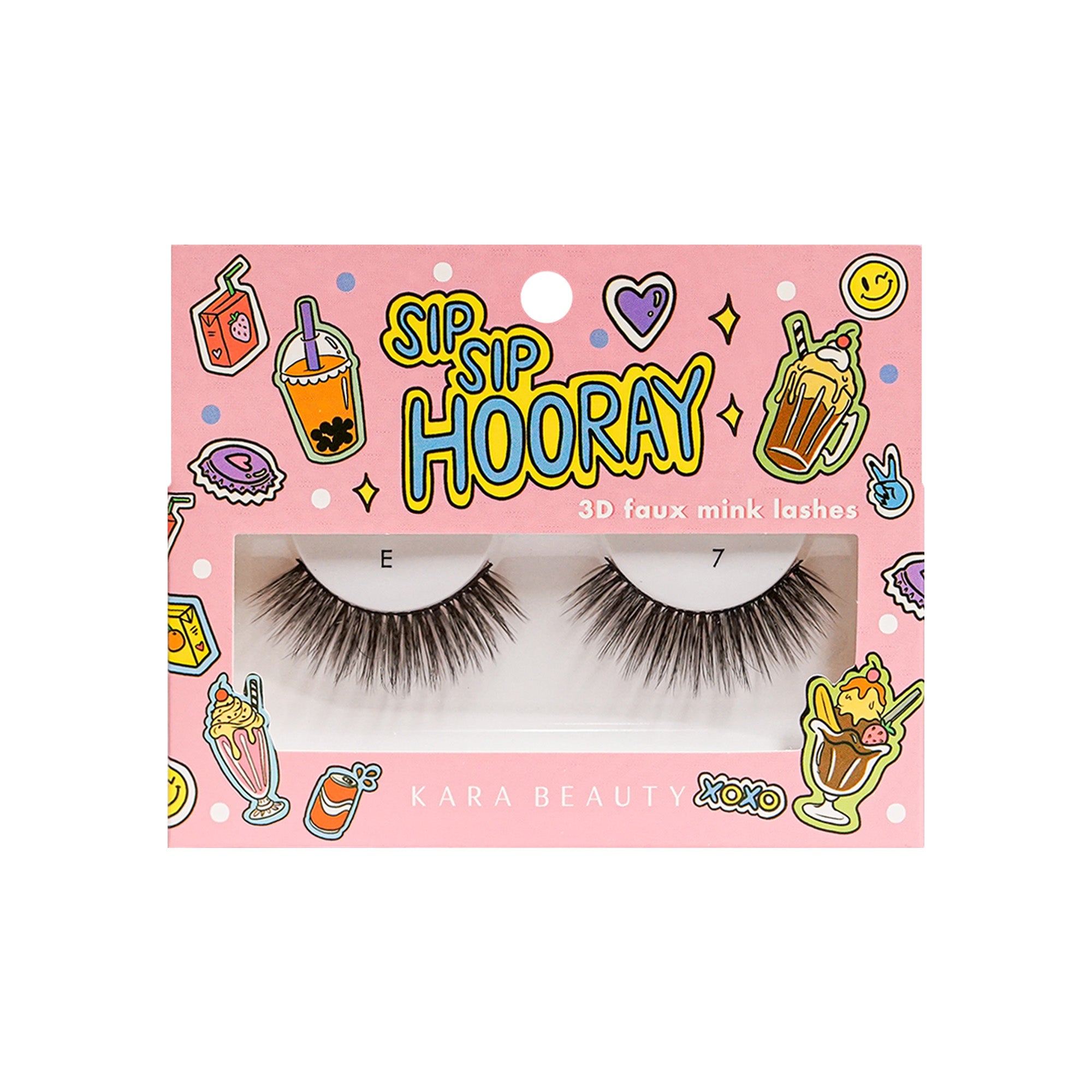 Kara Beauty's Sip Sip Hooray 3D Faux Mink - Synthetic Strip Eyelashes Style E7