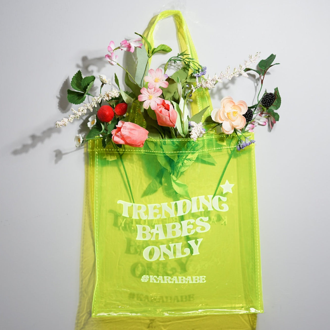 TRENDING BABES Neon Yellow Vinyl Tote Bag