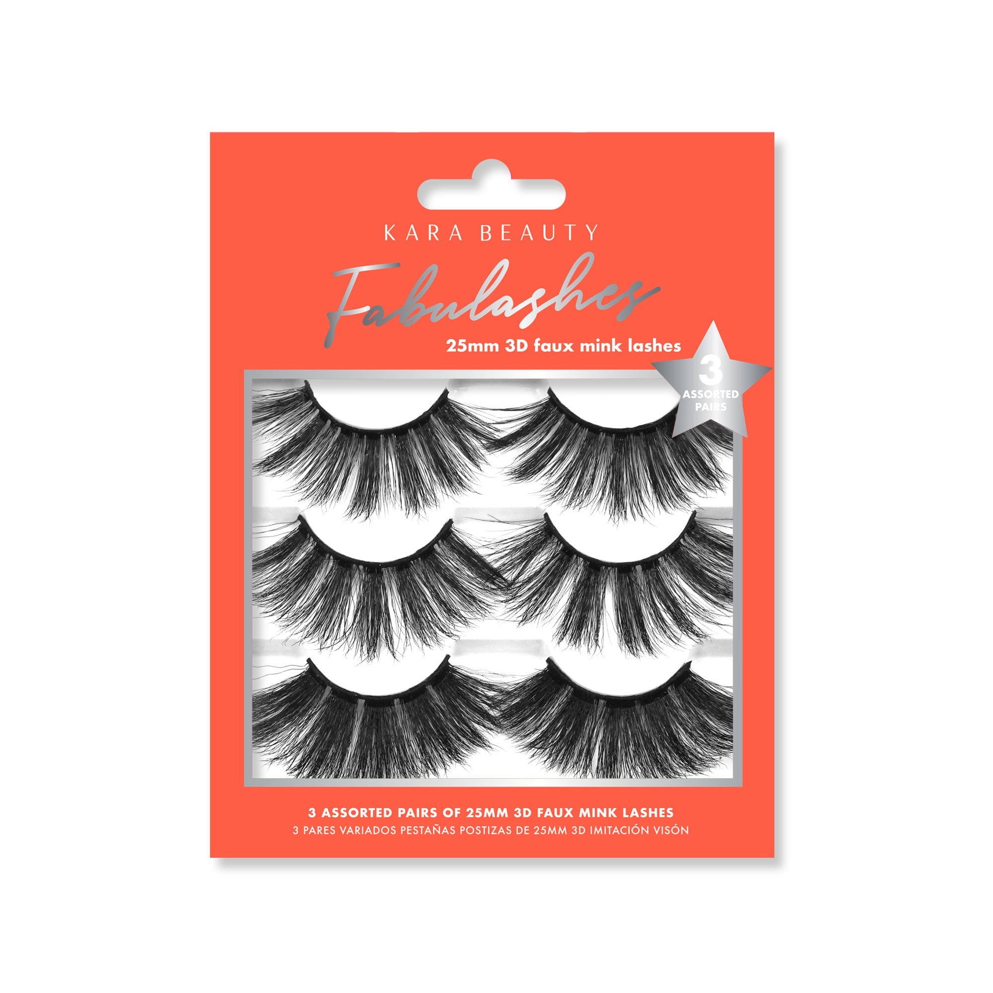 Kara Beauty Style KM3208 25mm 3D Faux Mink Lashes 3 Assorted Pairs