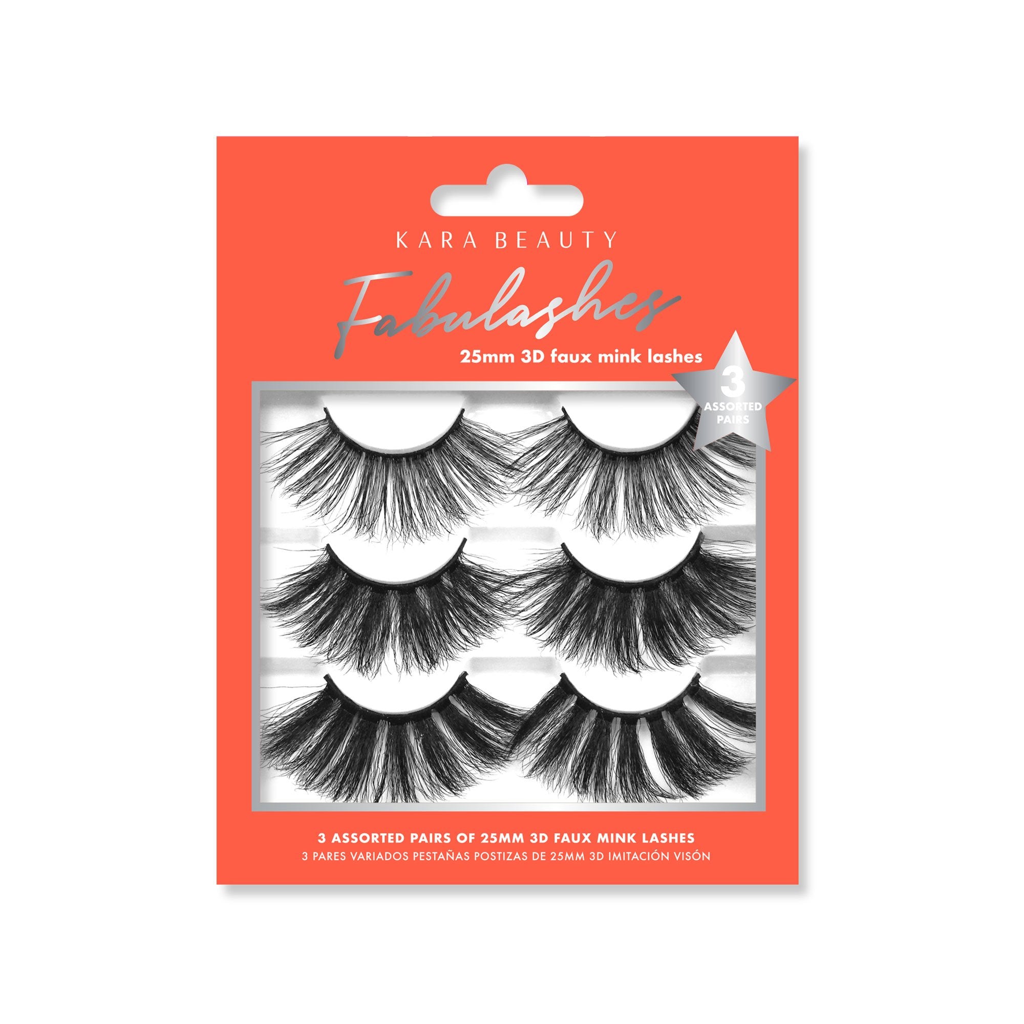 Kara Beauty Style KM3209 25MM 3D Faux Mink Lashes 3 Assorted Pairs