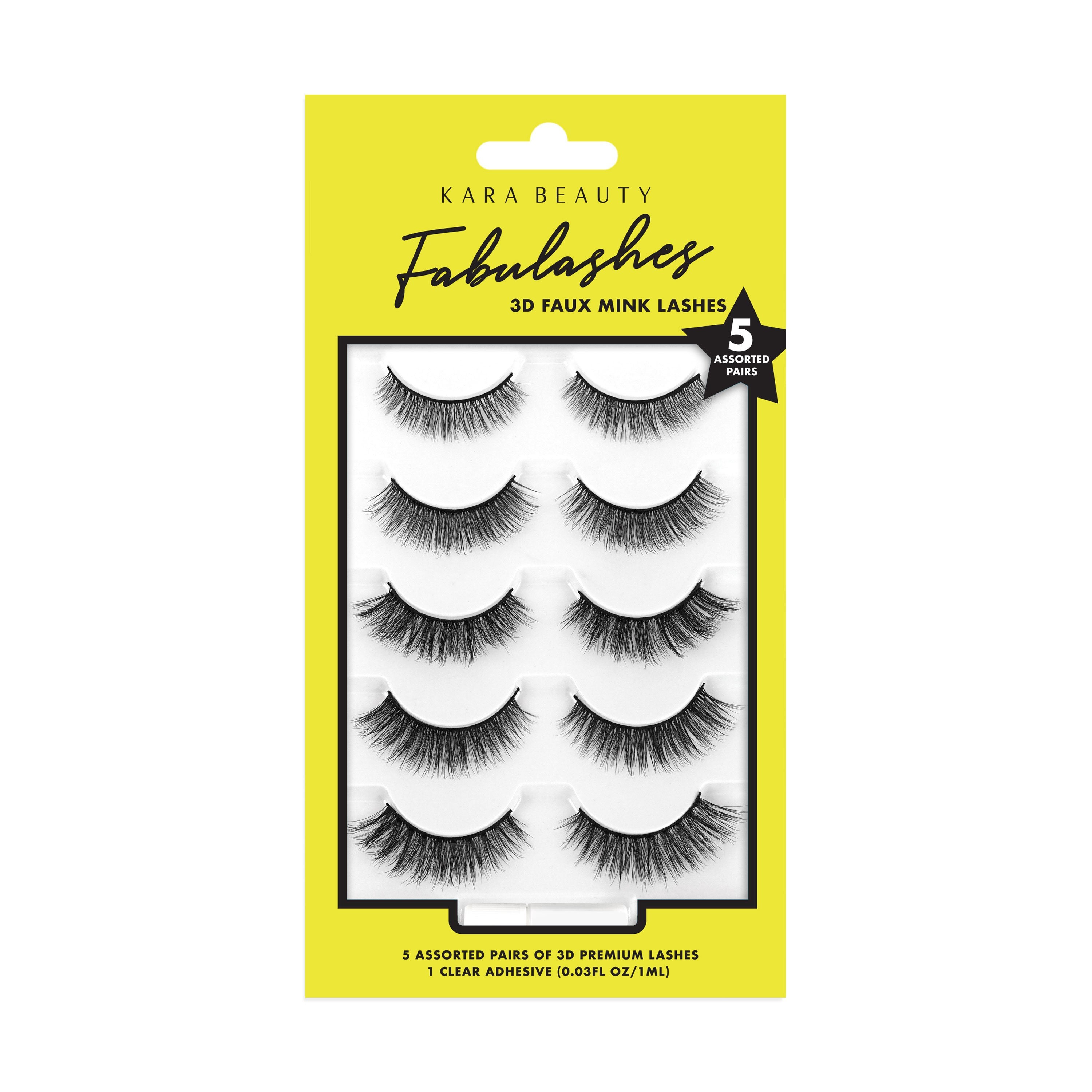 3D faux mink eyelashes assorted 5 pair multi-pack