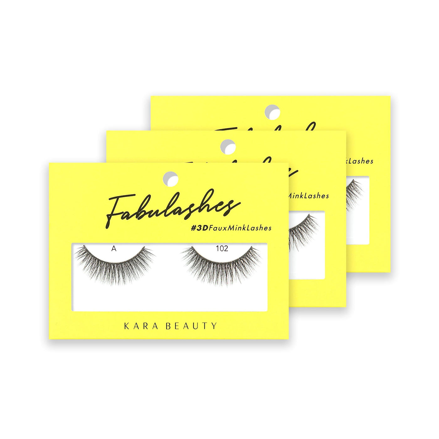 Style A102 Fabulashes 3D Faux Mink Strip Eyelashes 3 pack