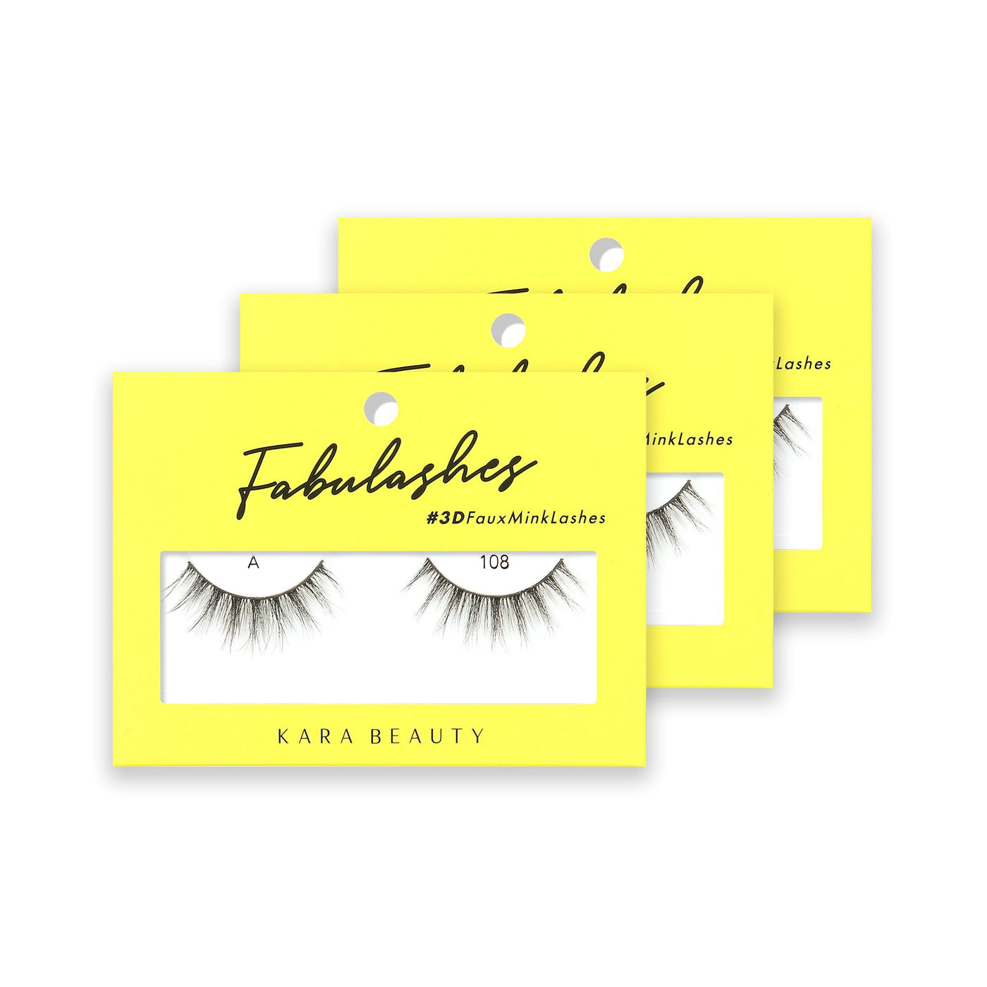 Style A108 Fabulashes 3D Faux Mink Strip Eyelashes 3 pack