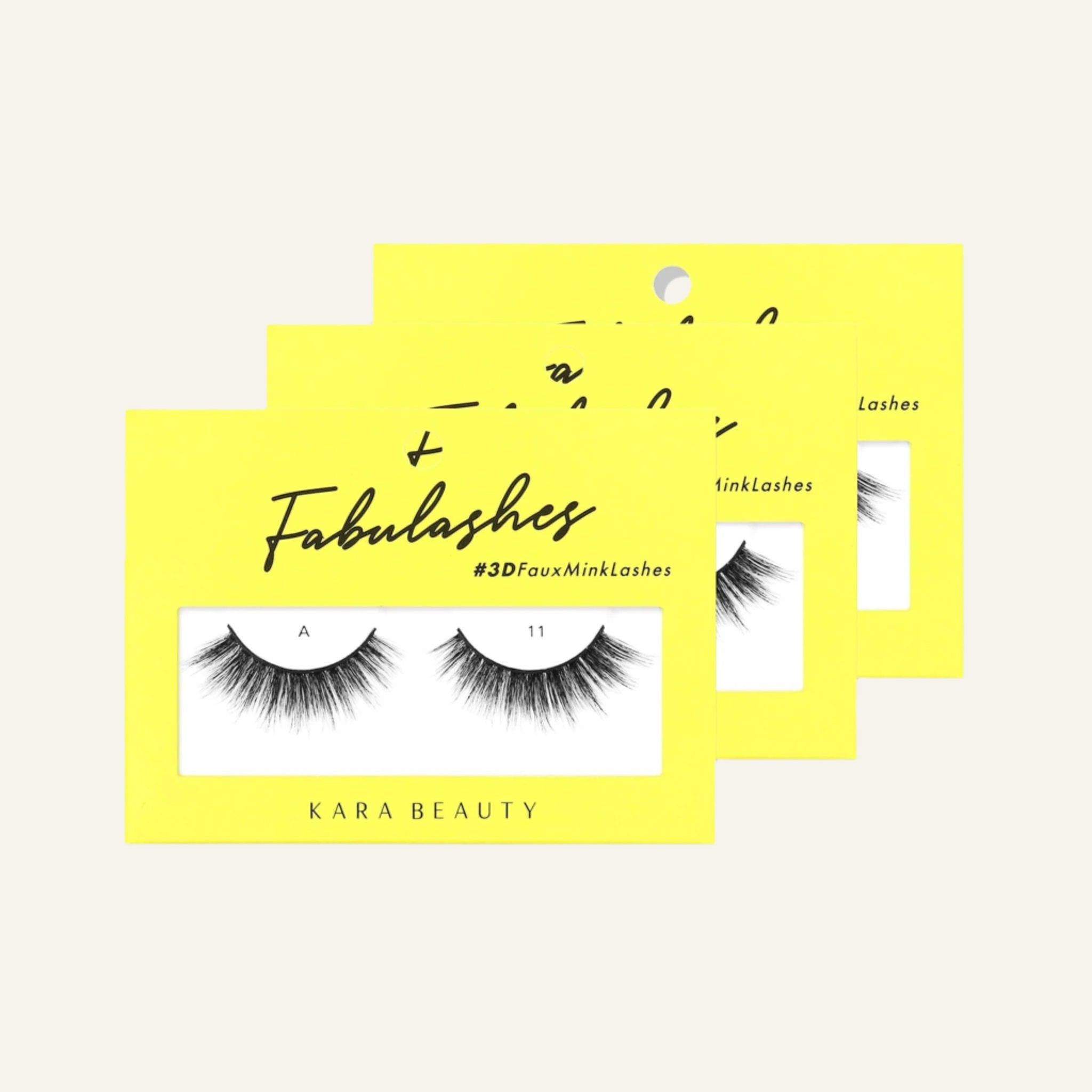 Style A11 Fabulashes 3D faux mink strip eyelashes 3 pack