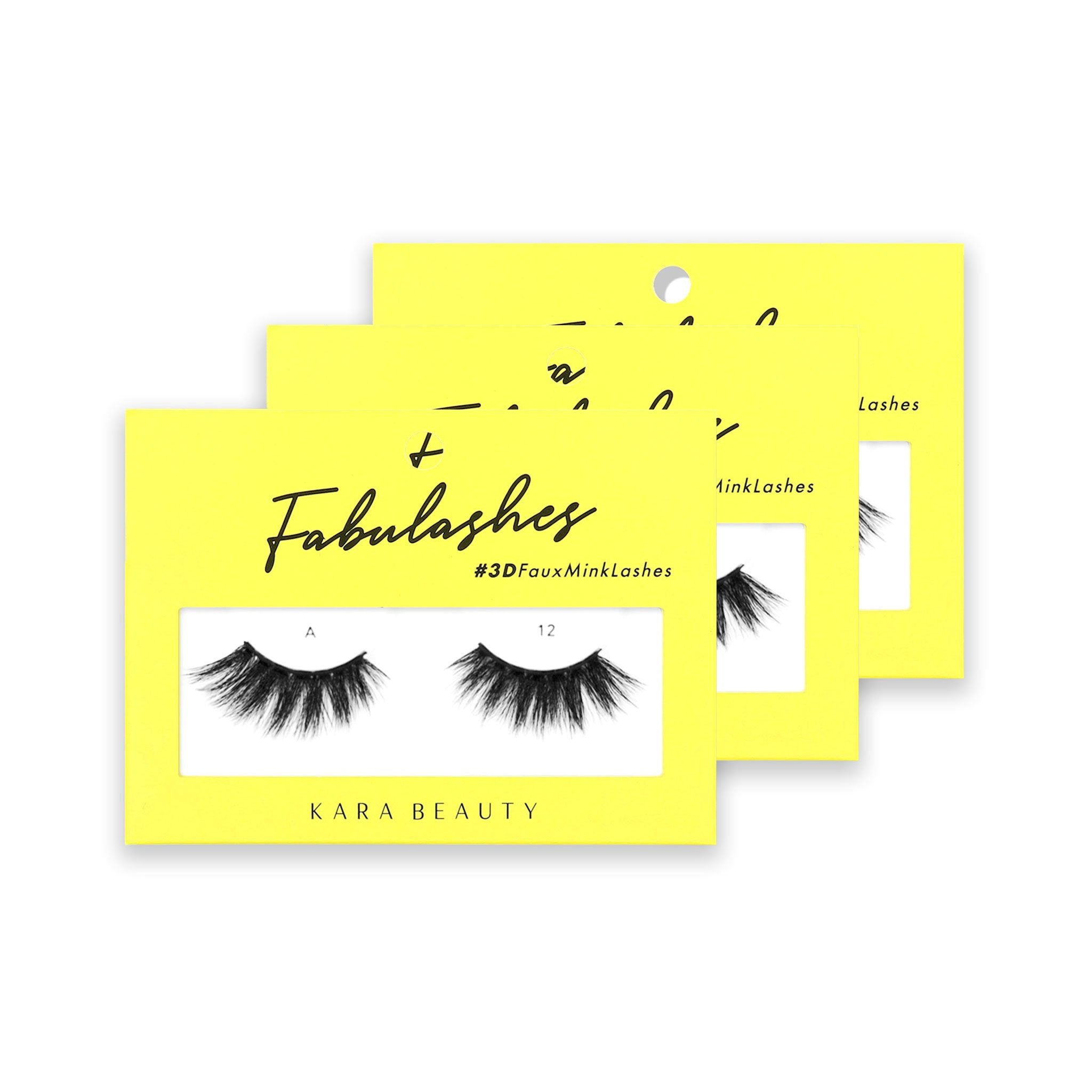Style A12 Fabulashes 3D faux mink strip eyelashes 3 pack