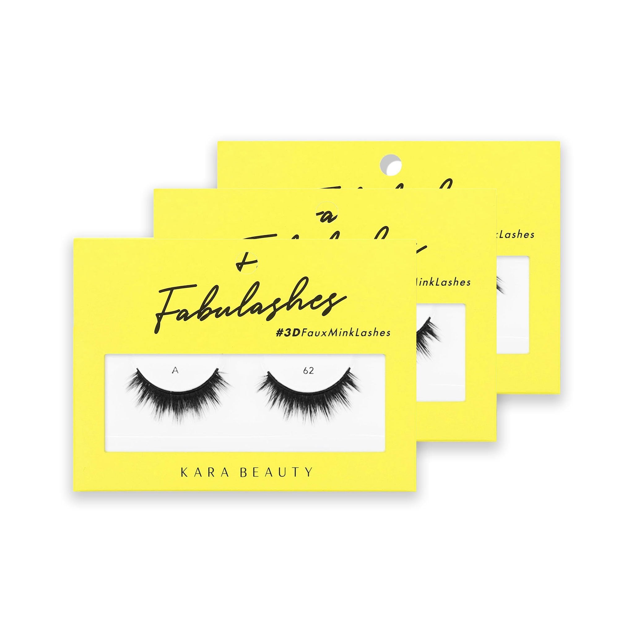 Style A62 Fabulashes 3d faux mink Strip Eyelashes 3 pack