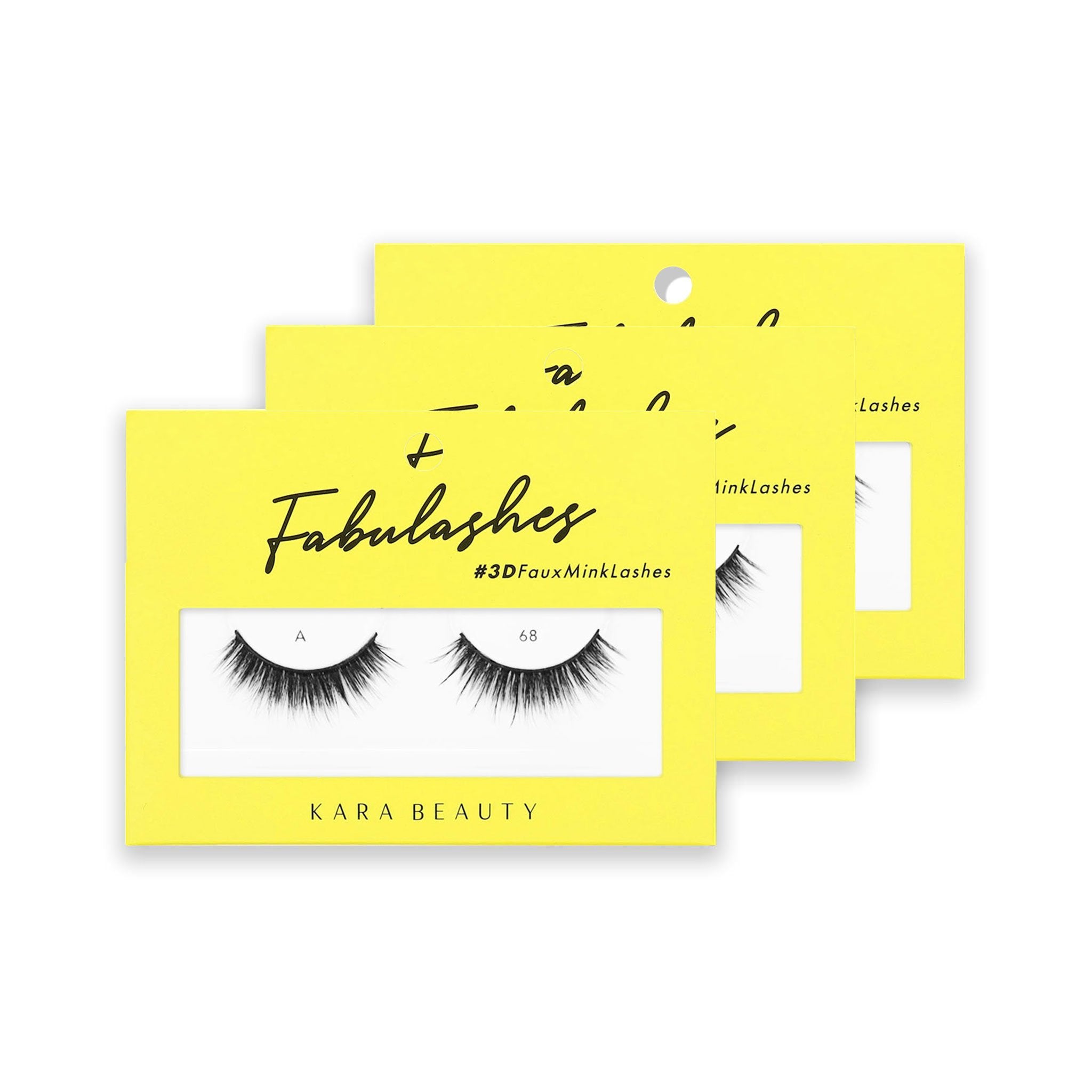 Style A68 Fabulashes 3D Faux Mink Strip Eyelashes 3 pack