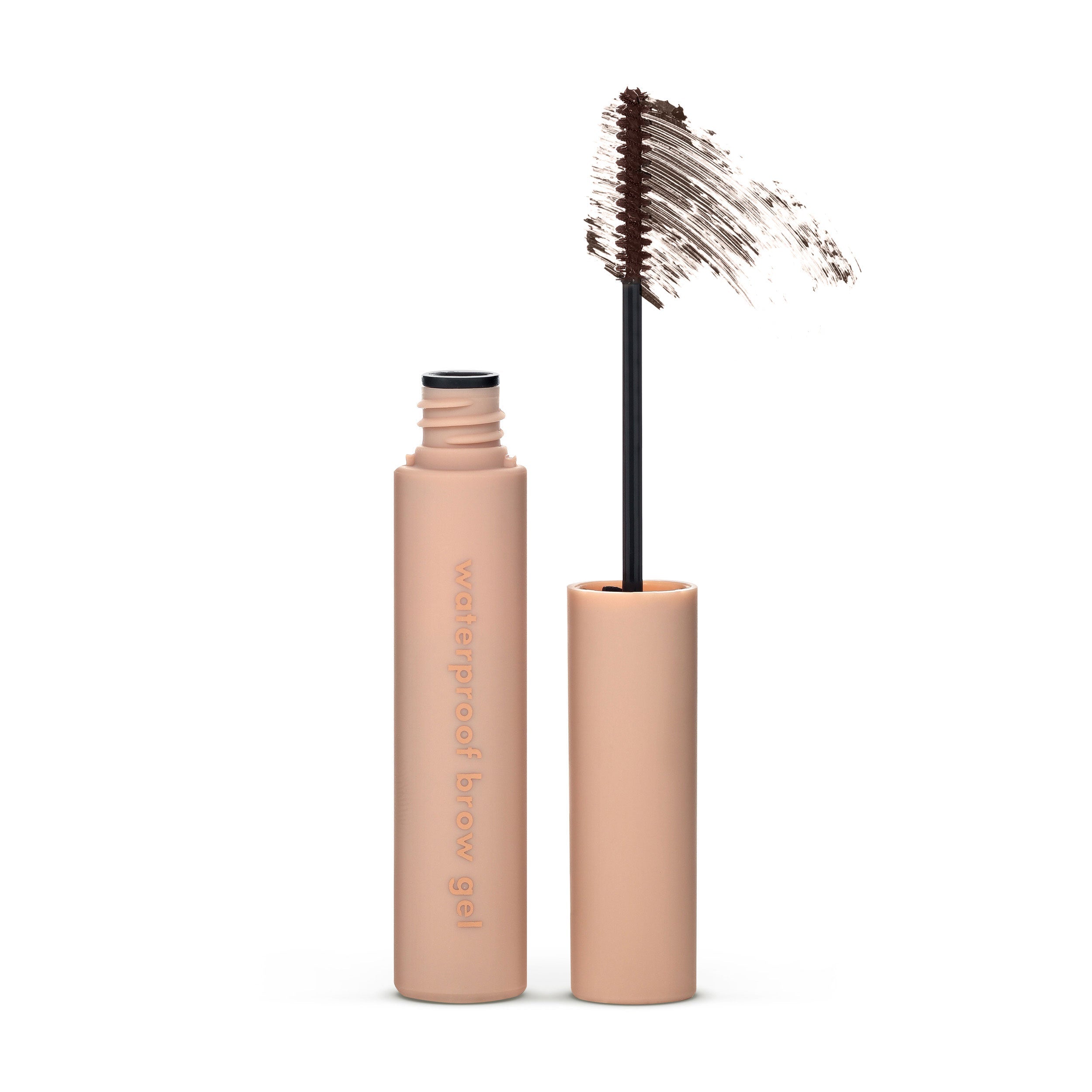 Waterproof Brow Gel in Shade Dark Brown with swatch