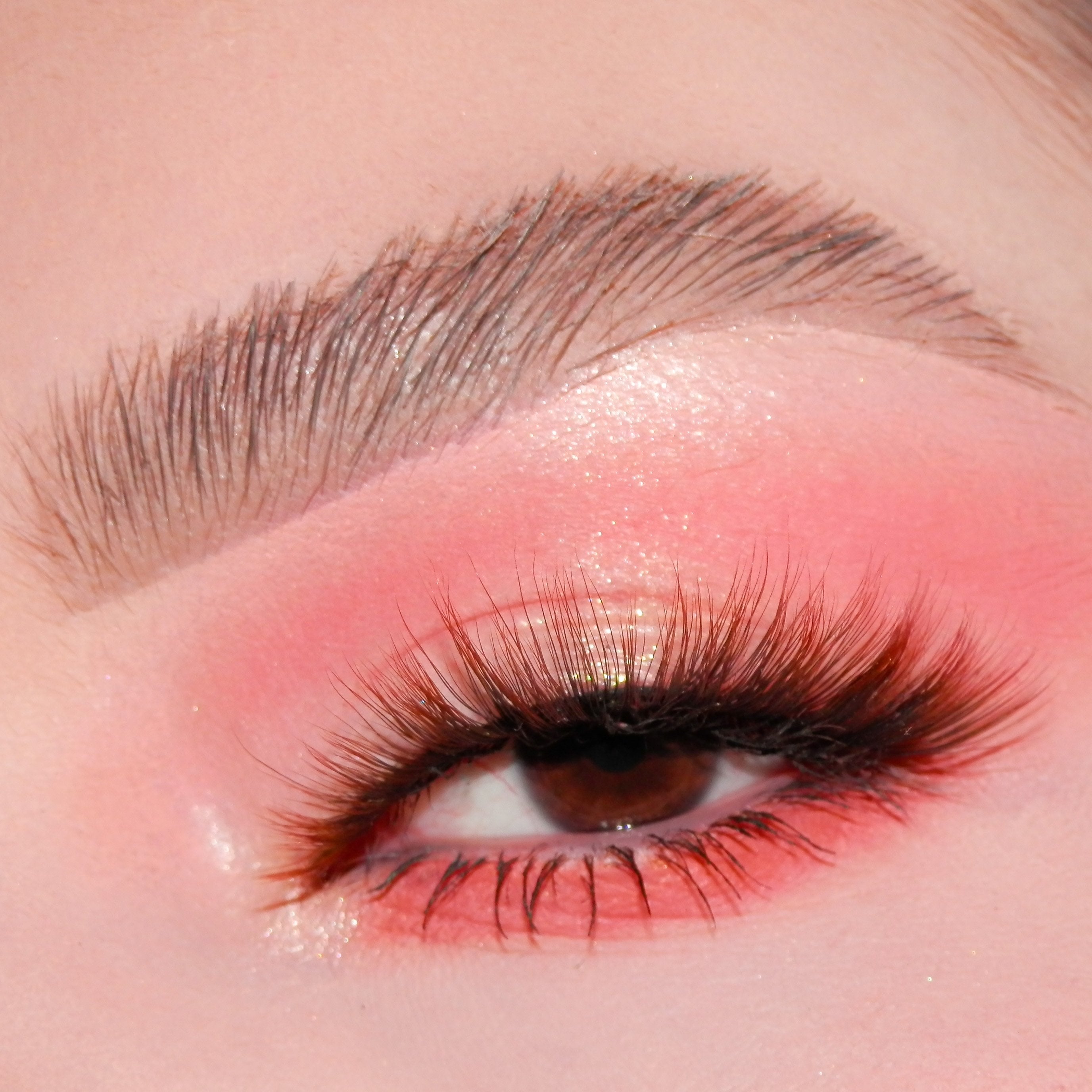Burnt orange ombre 3D faux mink eyelashes on model