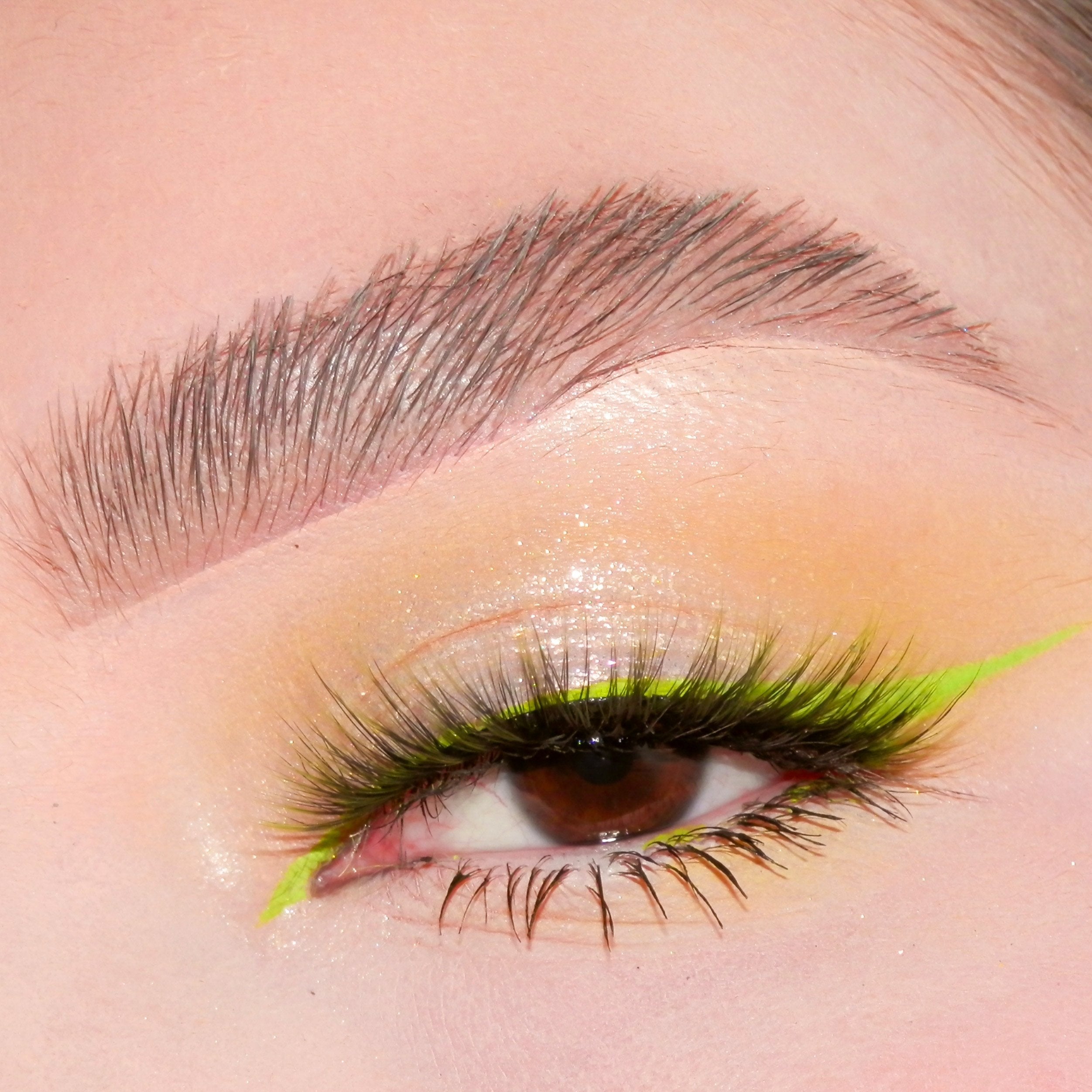 Green ombre color 3D faux mink eyelashes on model