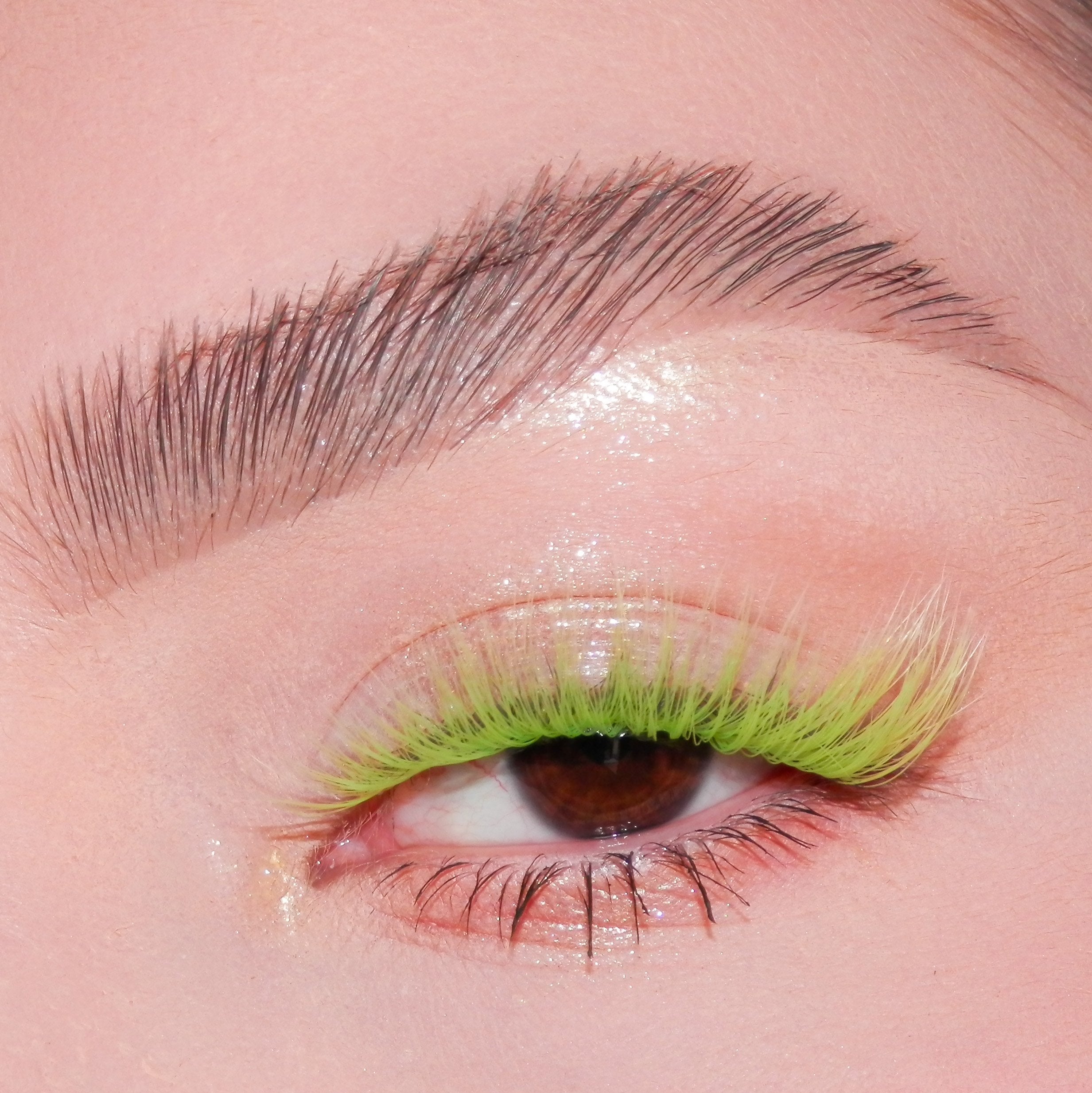 Kara Beauty Green 3D faux mink color eyelashes on model