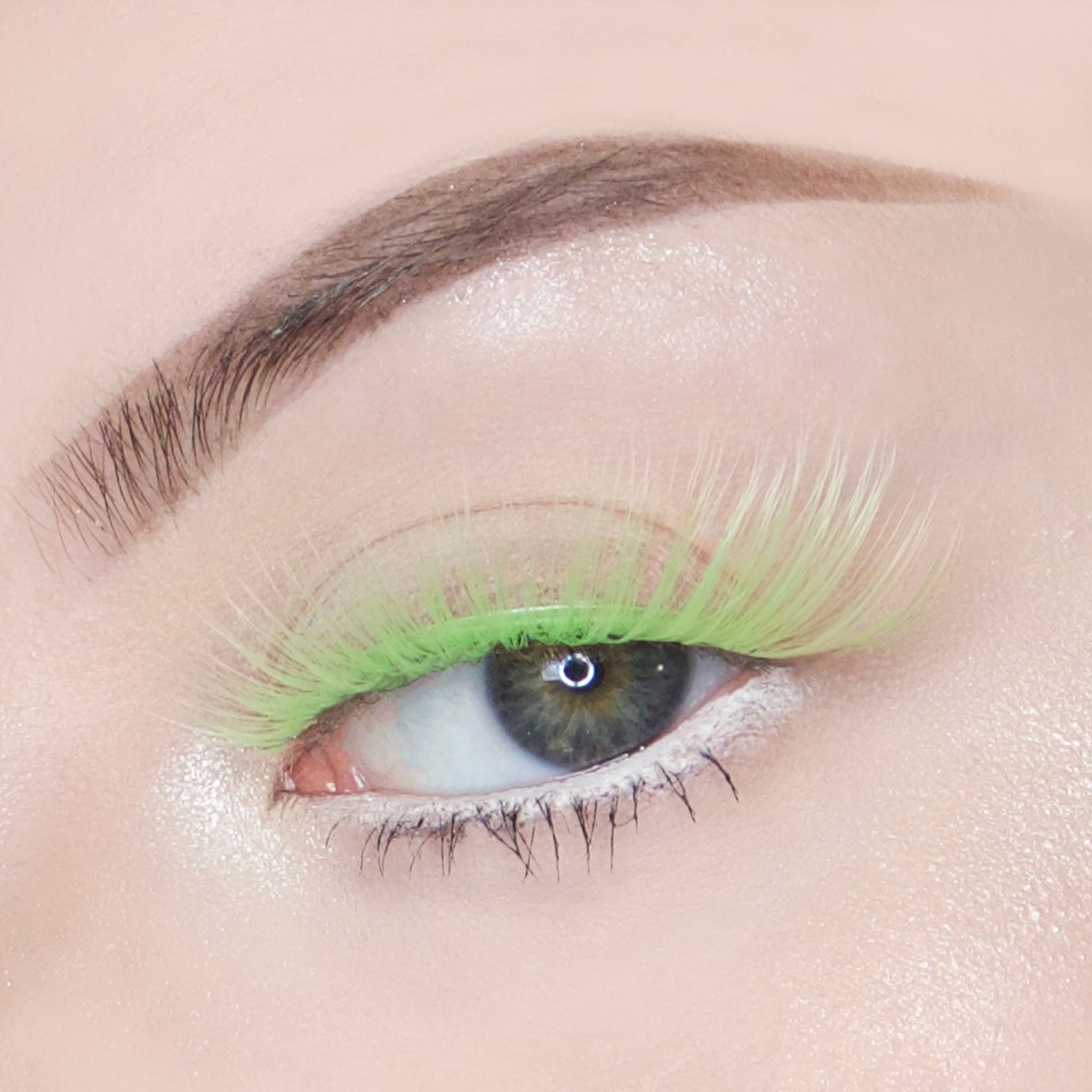 Kara Beauty Green 3D faux mink eyelashes on blue eyed model