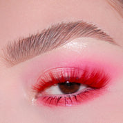 Red color 3D faux mink eyelashes on model