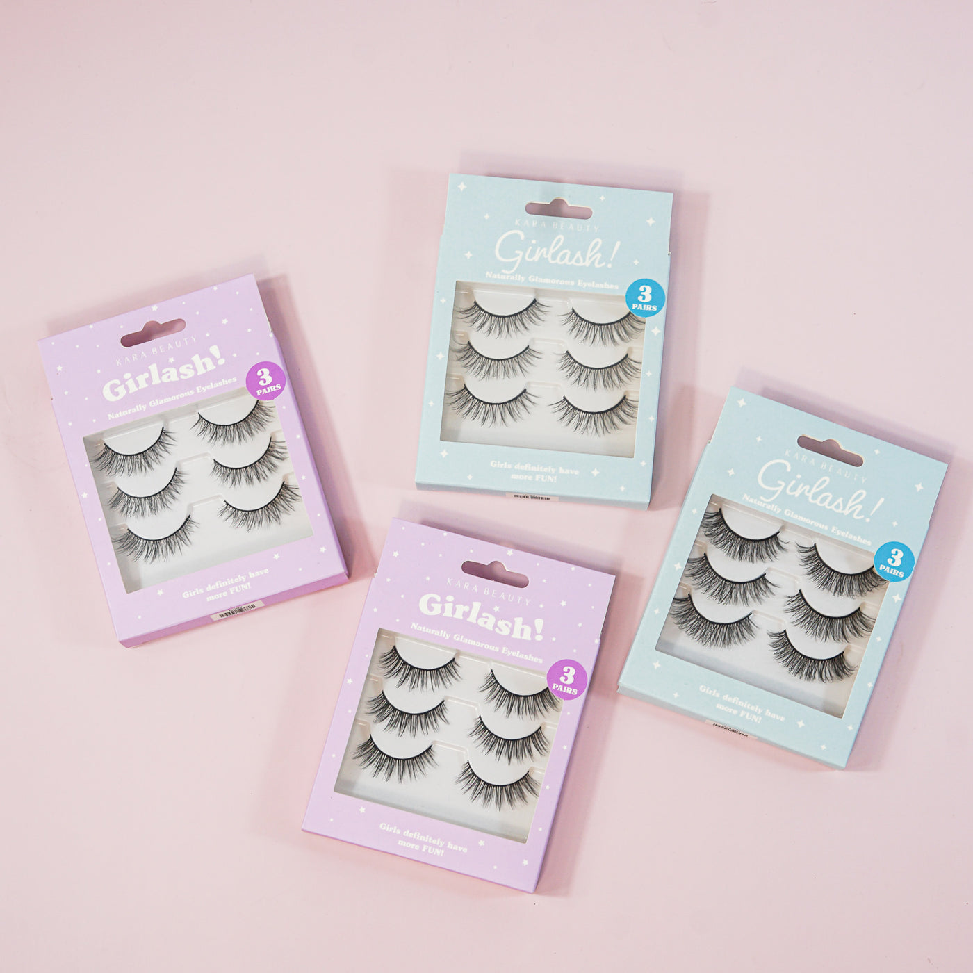 Kara Beauty Girlash Natural Faux Mink Strip Eyelashes - 3 Piece Multipack
