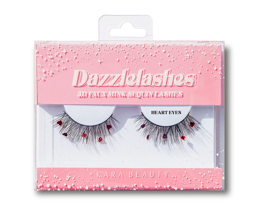 Dazzle Lashes 3D Heart Sequin Faux Mink Eyelashes - Style  Heart Eyes