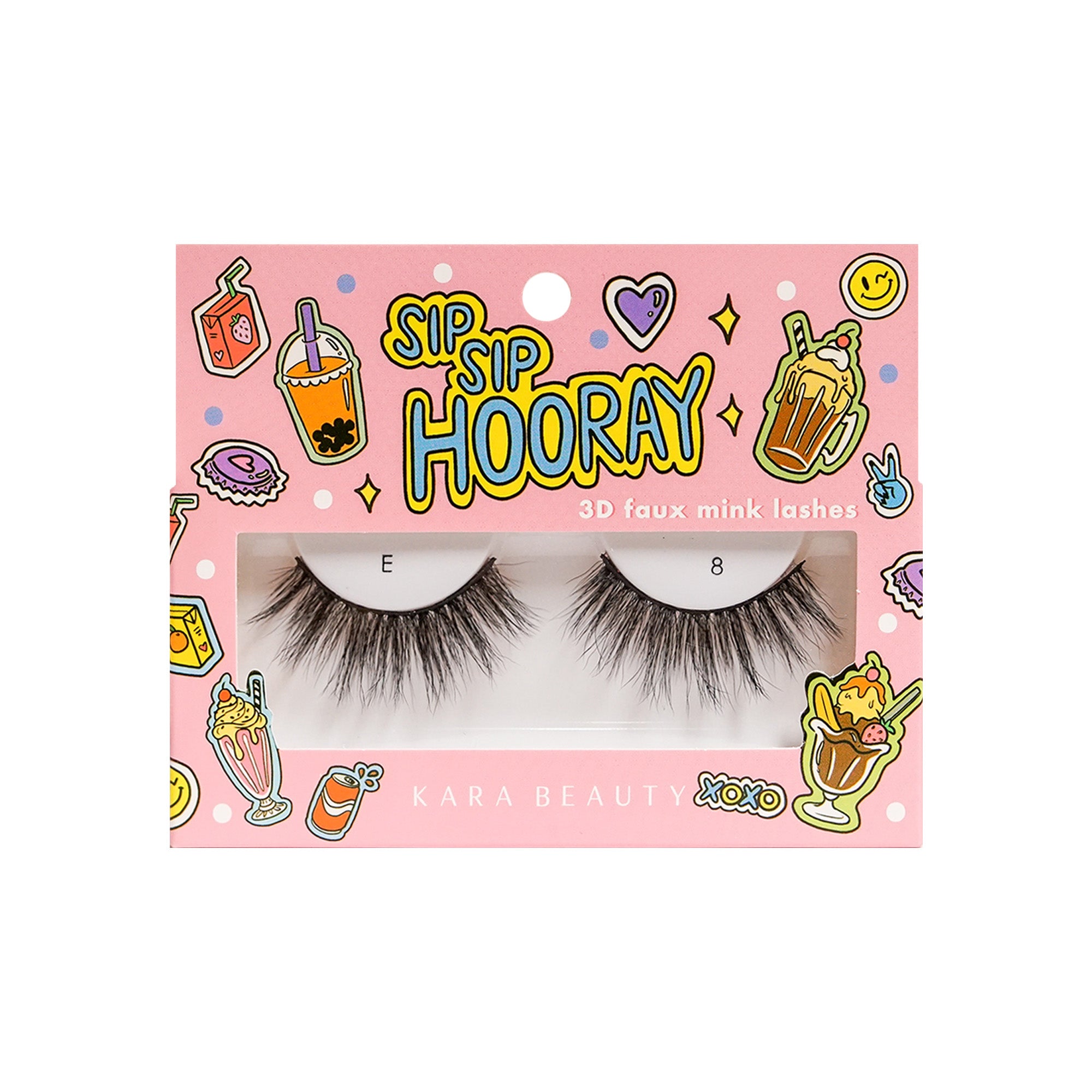 Kara Beauty's Sip Sip Hooray 3D Faux Mink - Synthetic Strip Eyelashes Style E8