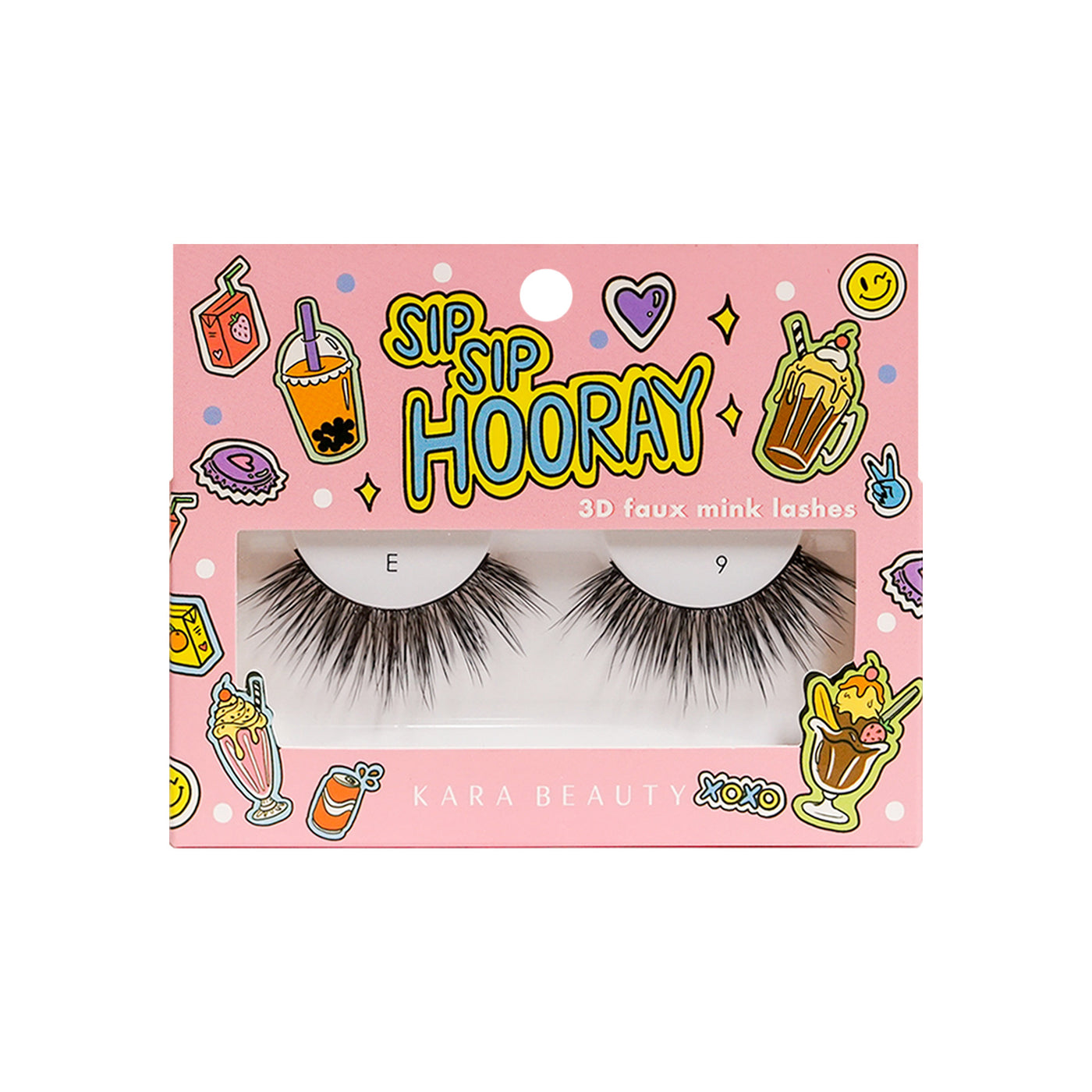 Kara Beauty's Sip Sip Hooray 3D Faux Mink - Synthetic Strip Eyelashes Style E9
