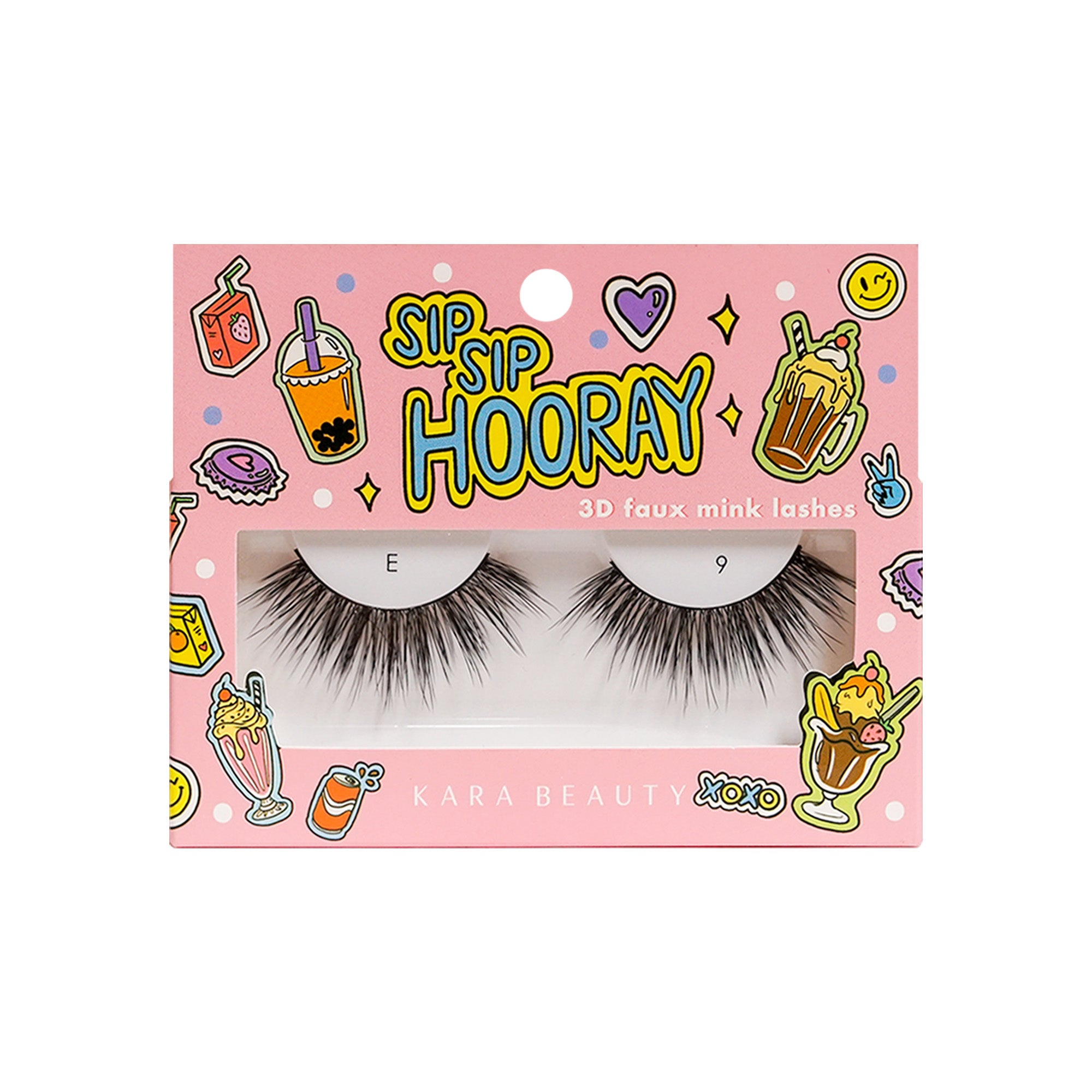 Kara Beauty's Sip Sip Hooray 3D Faux Mink - Synthetic Strip Eyelashes Style E9