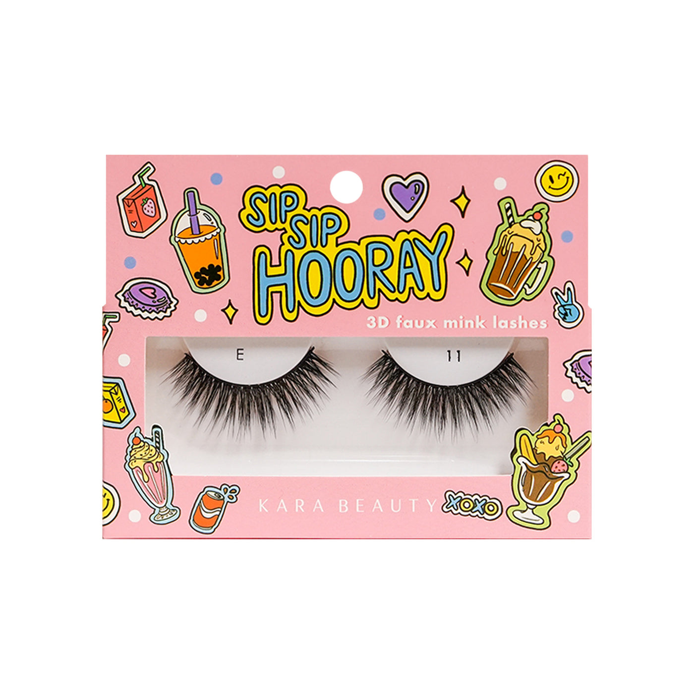 Kara Beauty's Sip Sip Hooray 3D Faux Mink - Synthetic Strip Eyelashes Style E11
