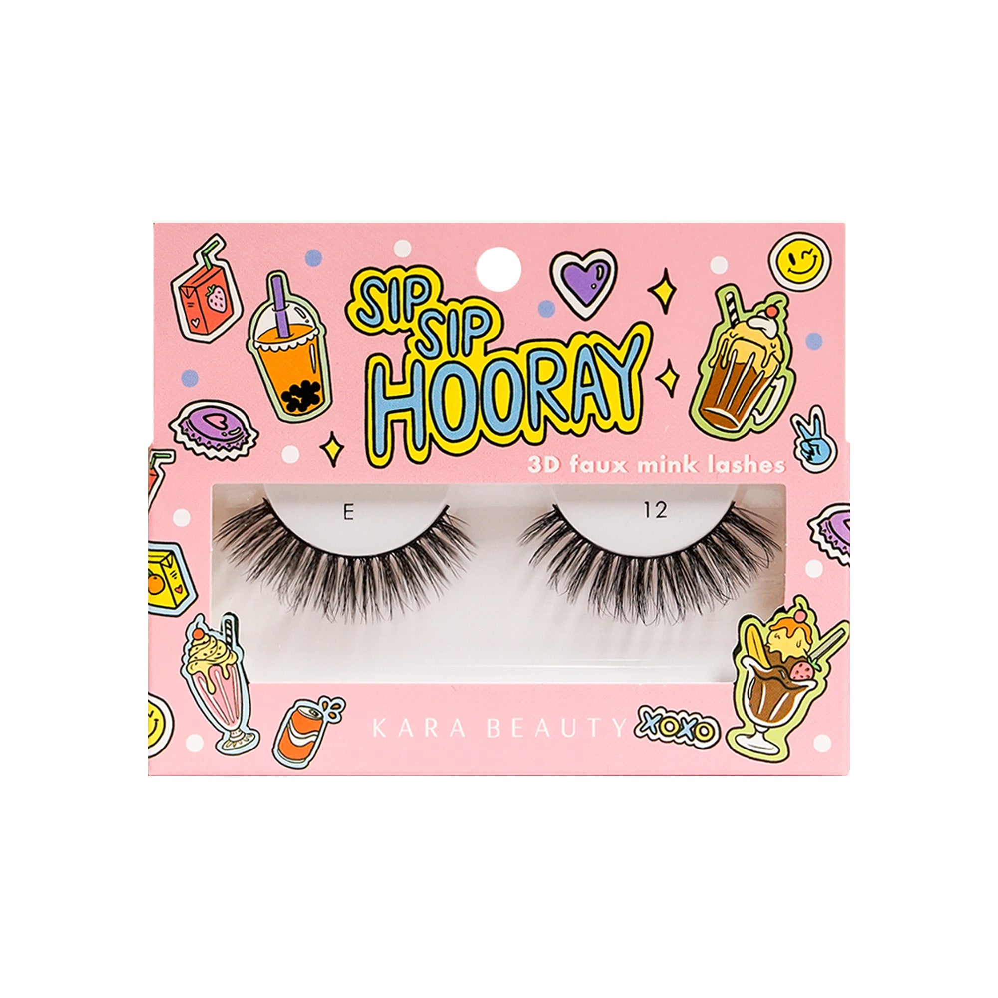 Kara Beauty's Sip Sip Hooray 3D Faux Mink - Synthetic Strip Eyelashes Style E12
