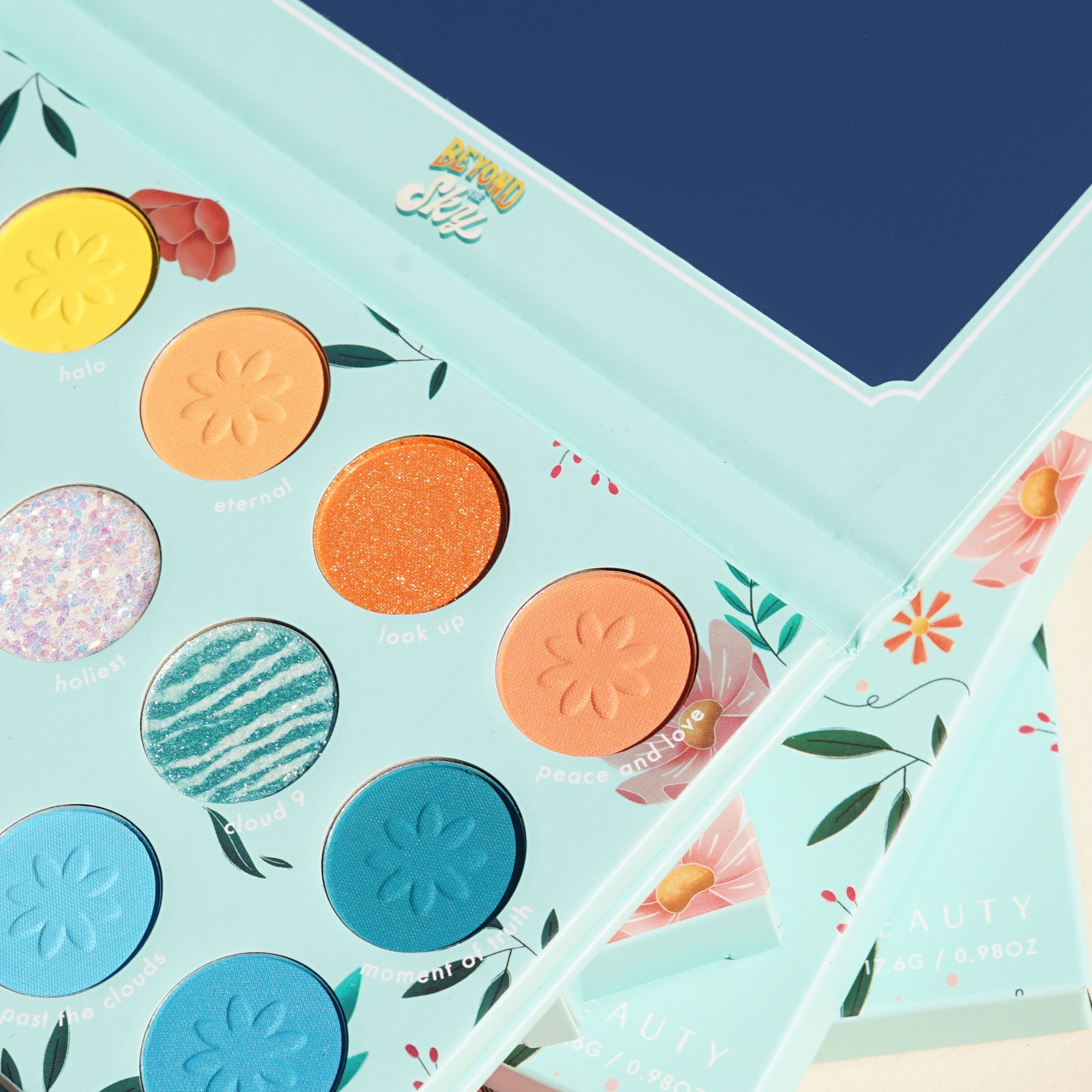 Close-up of Beyond the Sky eyeshadow palette