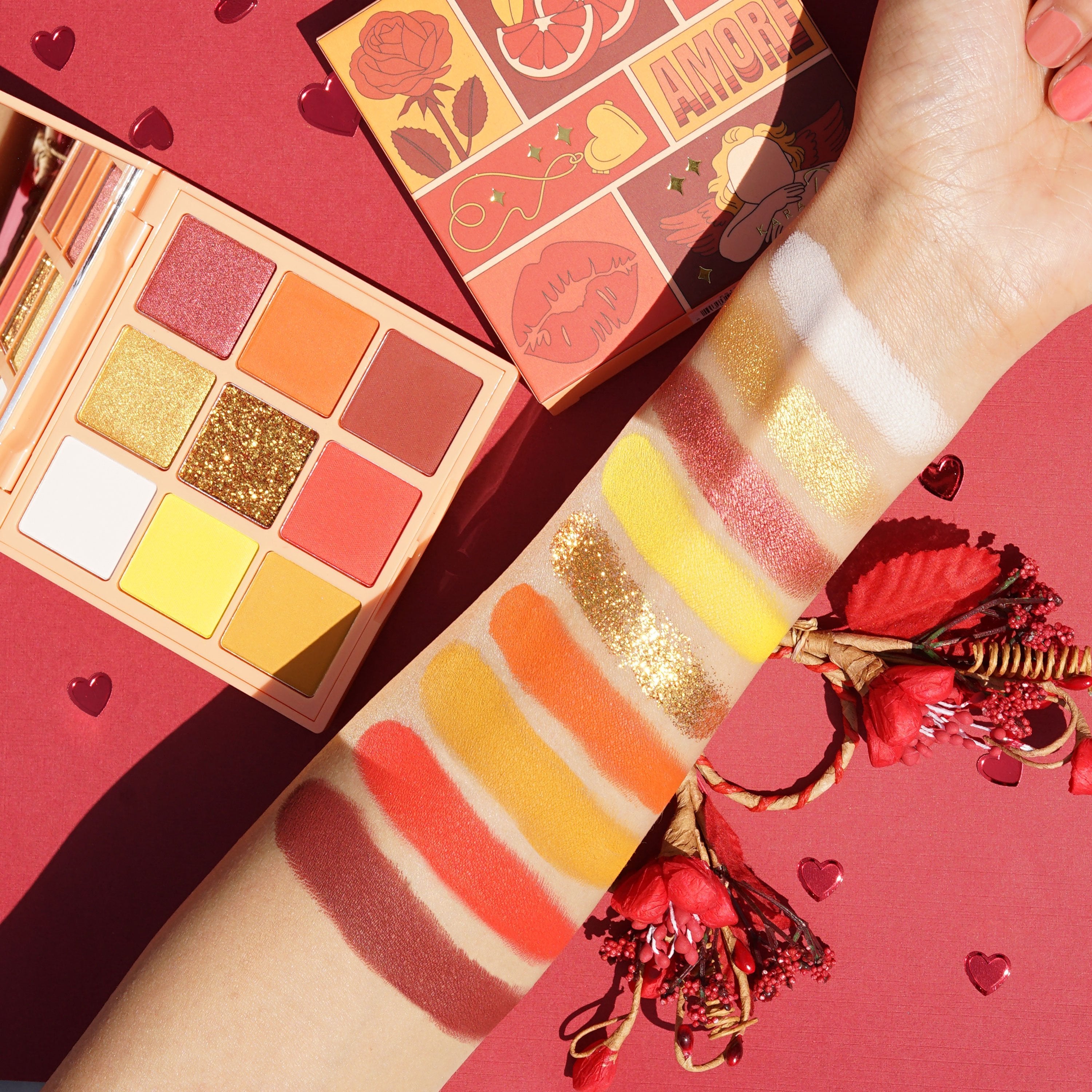 ES122 Amore 9 pan mini vegan eyeshadow palette swatches