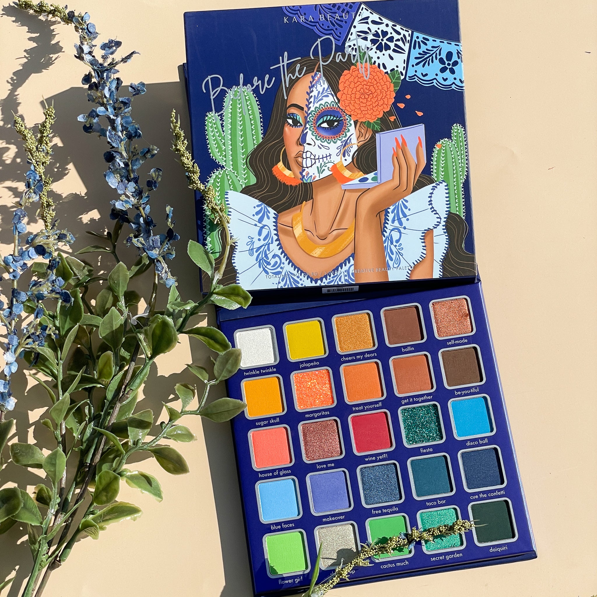 Kara Beauty's Before the Party Day of the Dead inspired 30-Shade Vegan eyeshadow palette