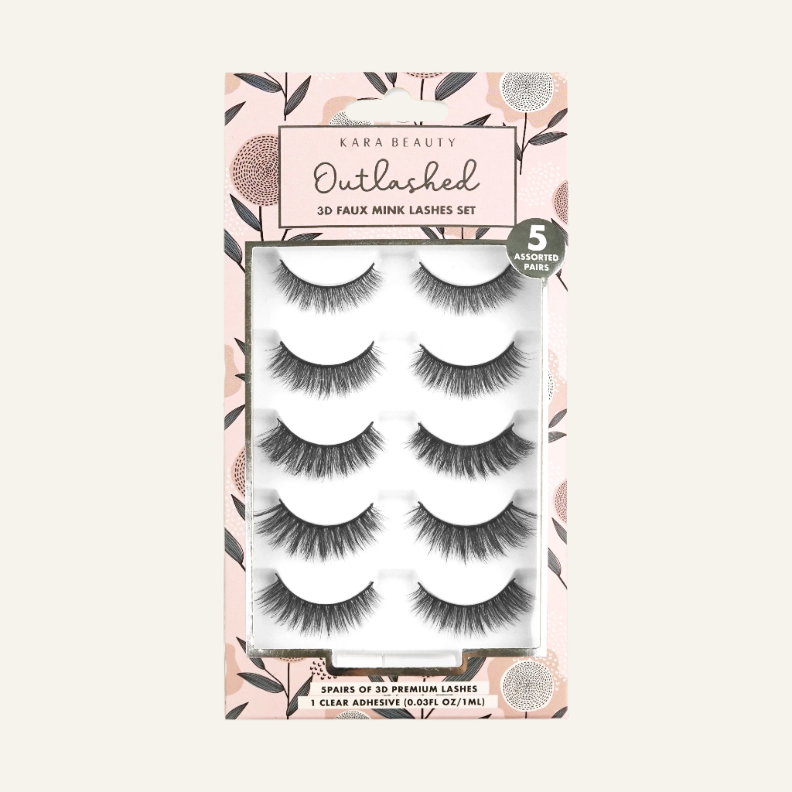 KA5206 OUTLASHED 3D Faux Mink Lashes 5 ASSORTED PAIRS