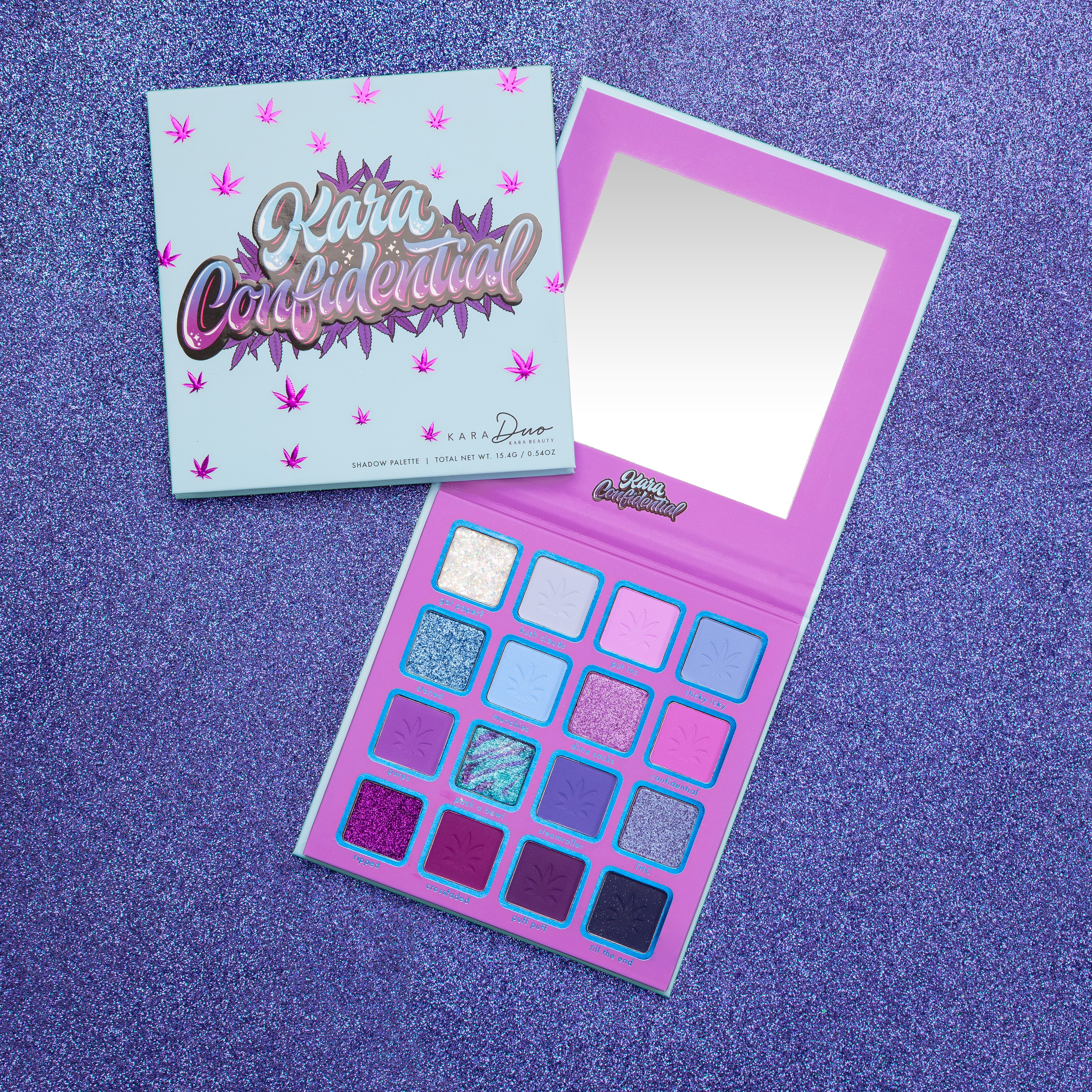 Kara Beauty's Kara Confidential Weed-Themed 16-Shade Eyeshadow Palette - Vegan