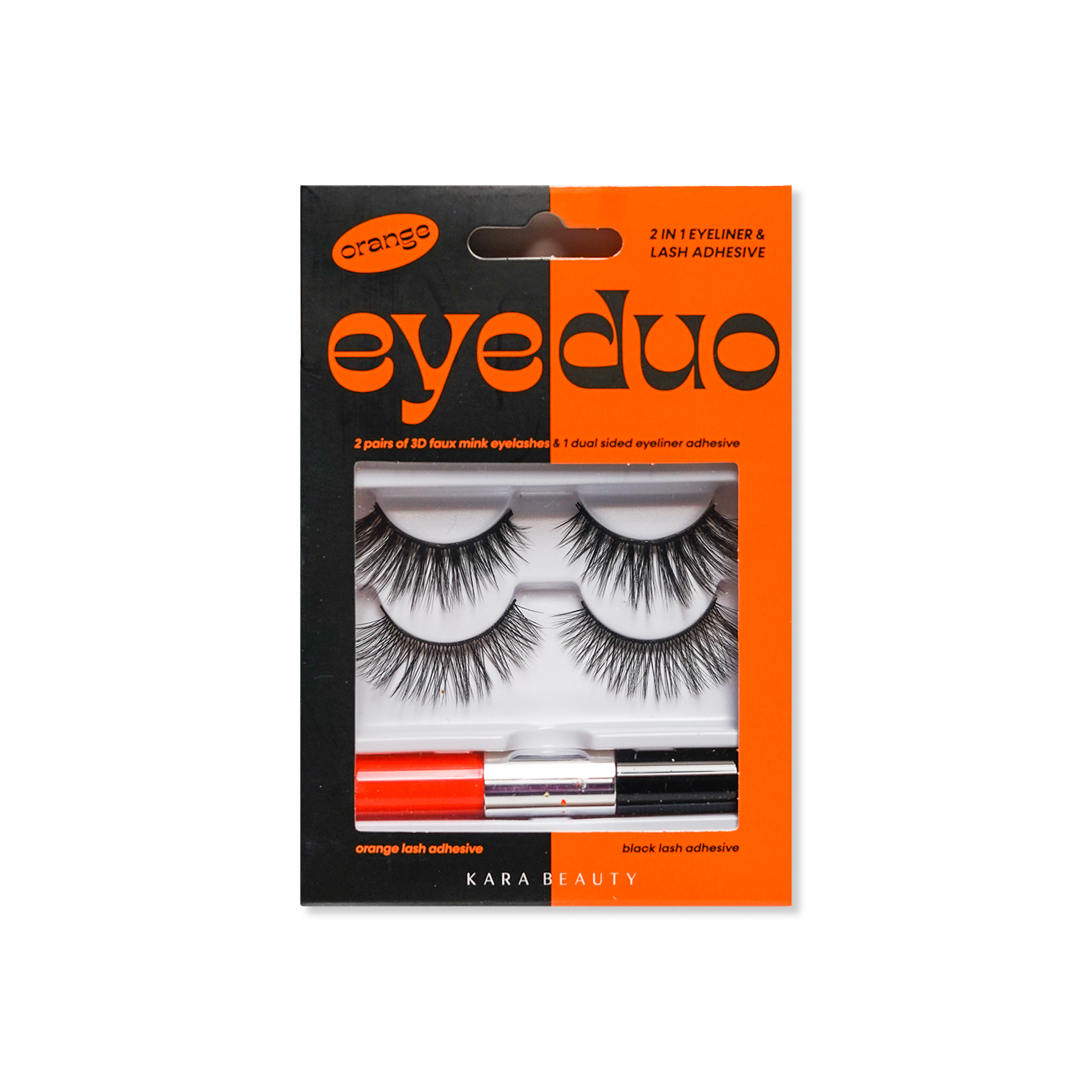 Kara Beauty's Eye Duo 2 Assorted Lashes and 2-in-1 Orange and Black  Liner and lash adhesive