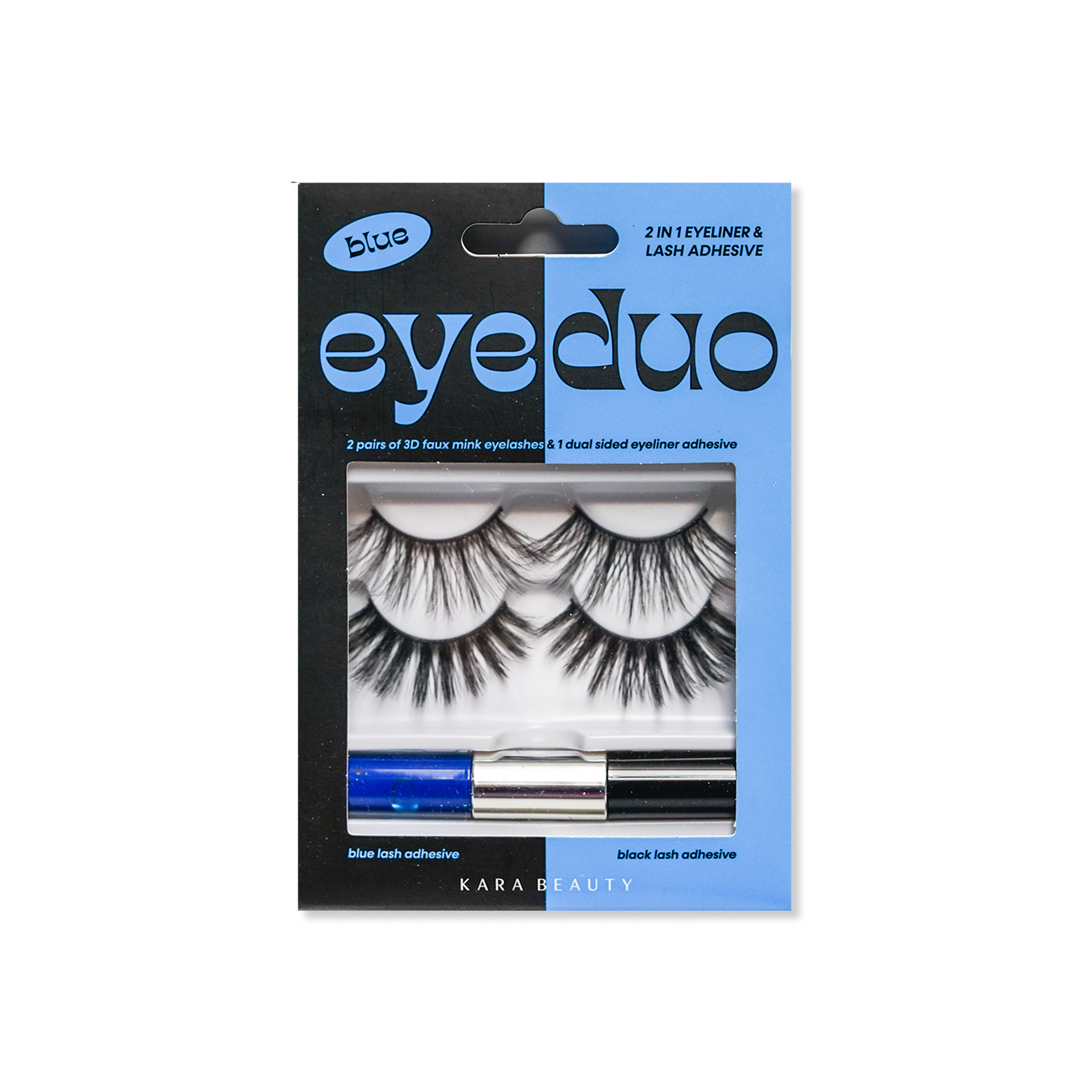 Kara Beauty's Eye Duo 2 Assorted Lashes and 2-in-1 Blue and Black  Liner and lash adhesive