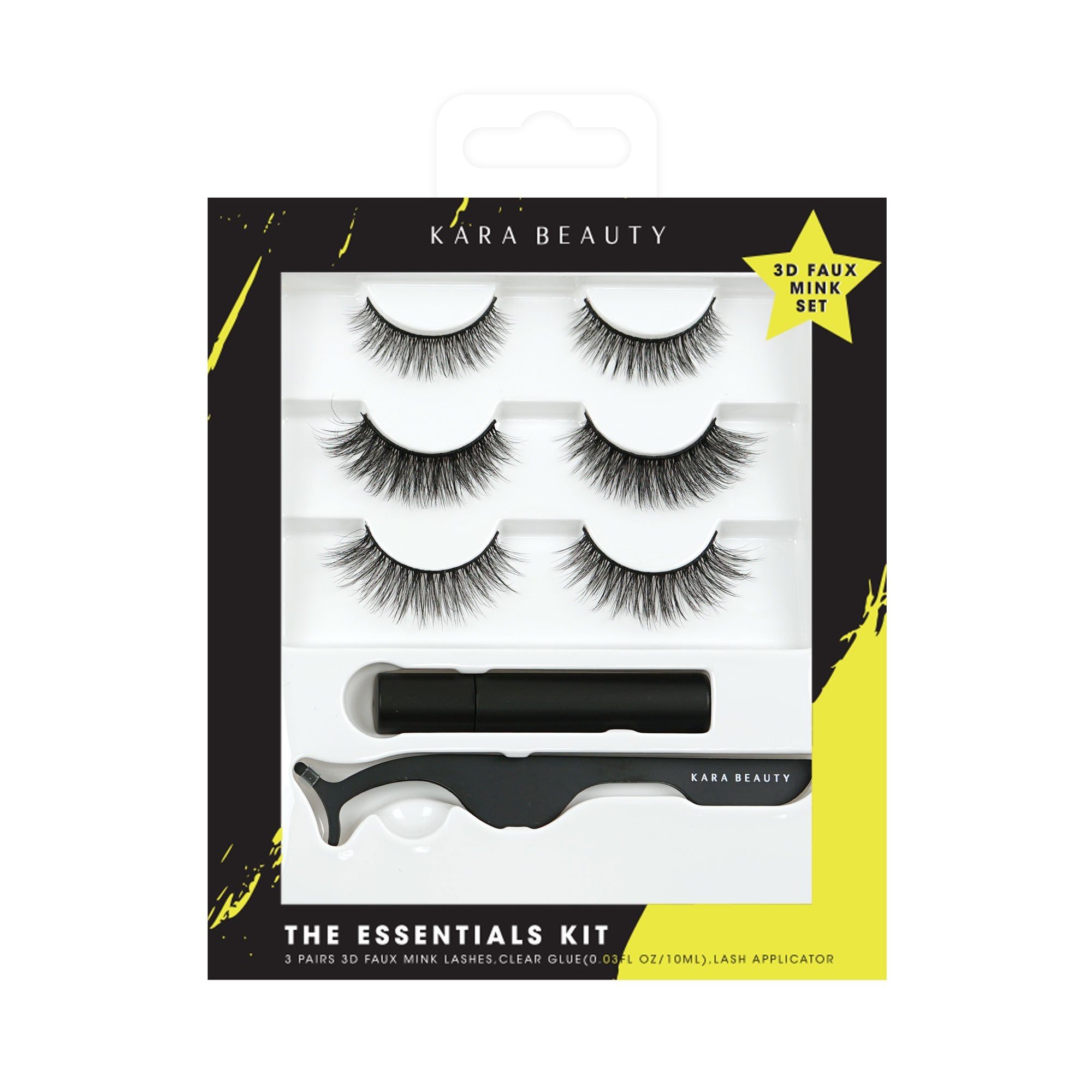 3 pairs of 3D Faux Mink eyelashes PLUS clear glue and lash applicator