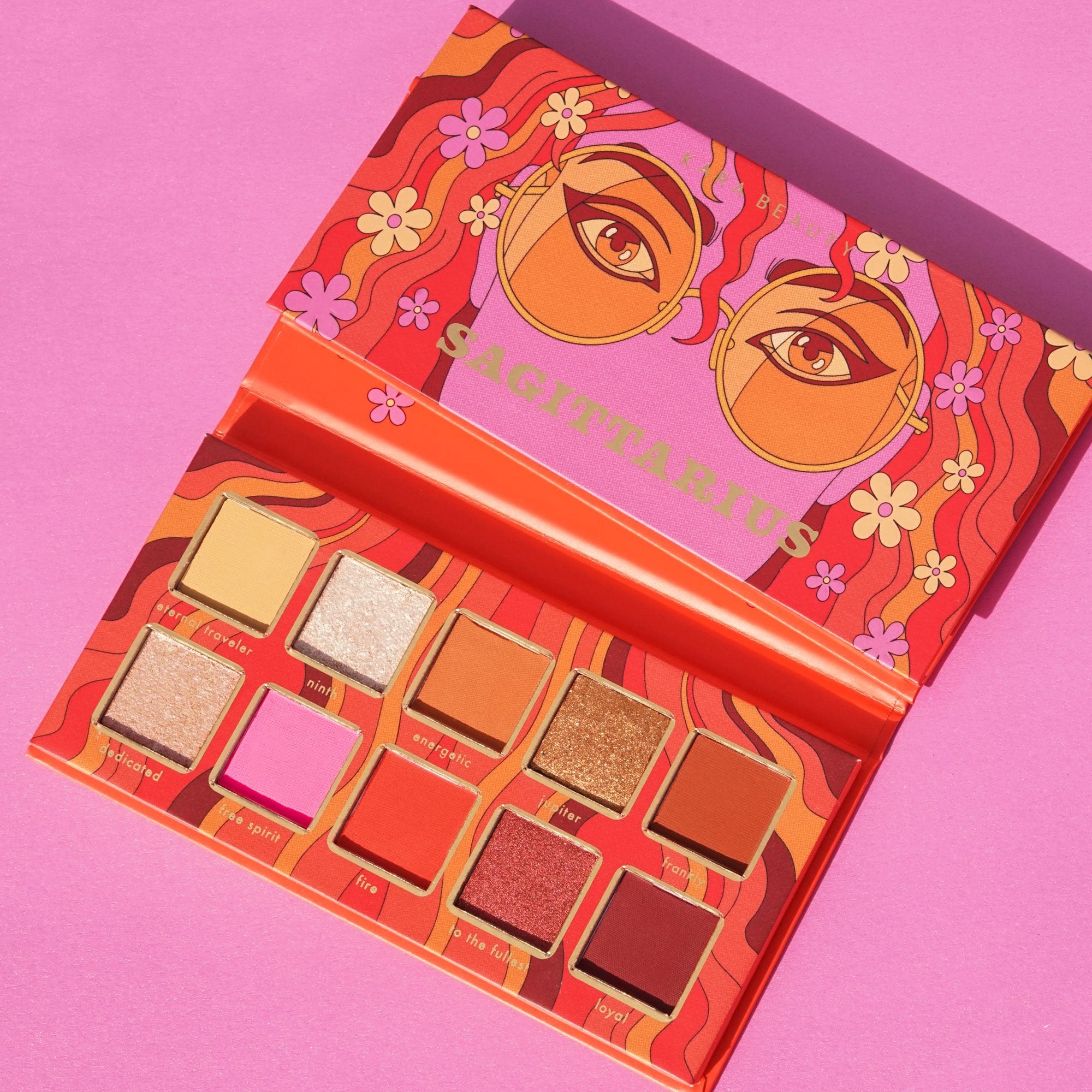 Kara Beauty's Sagittarius Vegan Eyeshadow Palette inspired by the Zodiac sign