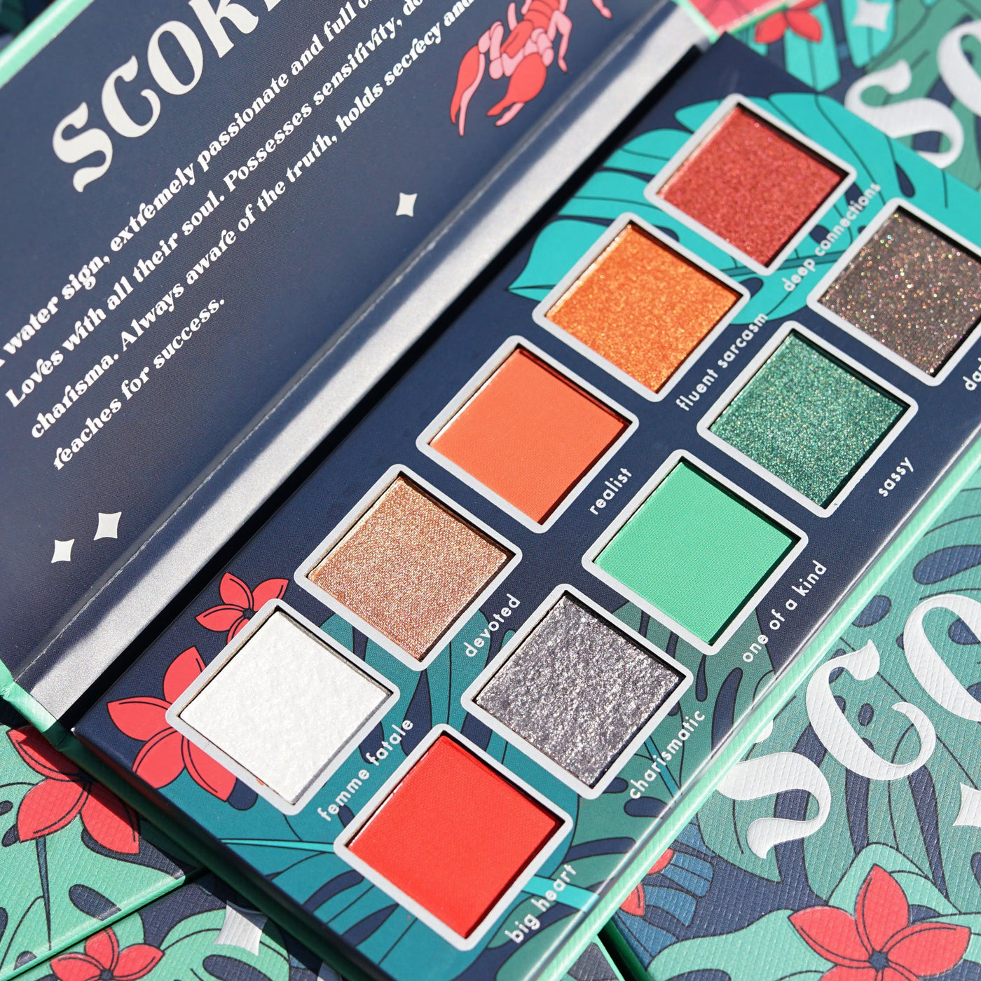 Scorpio vegan eyeshadow palette close-up