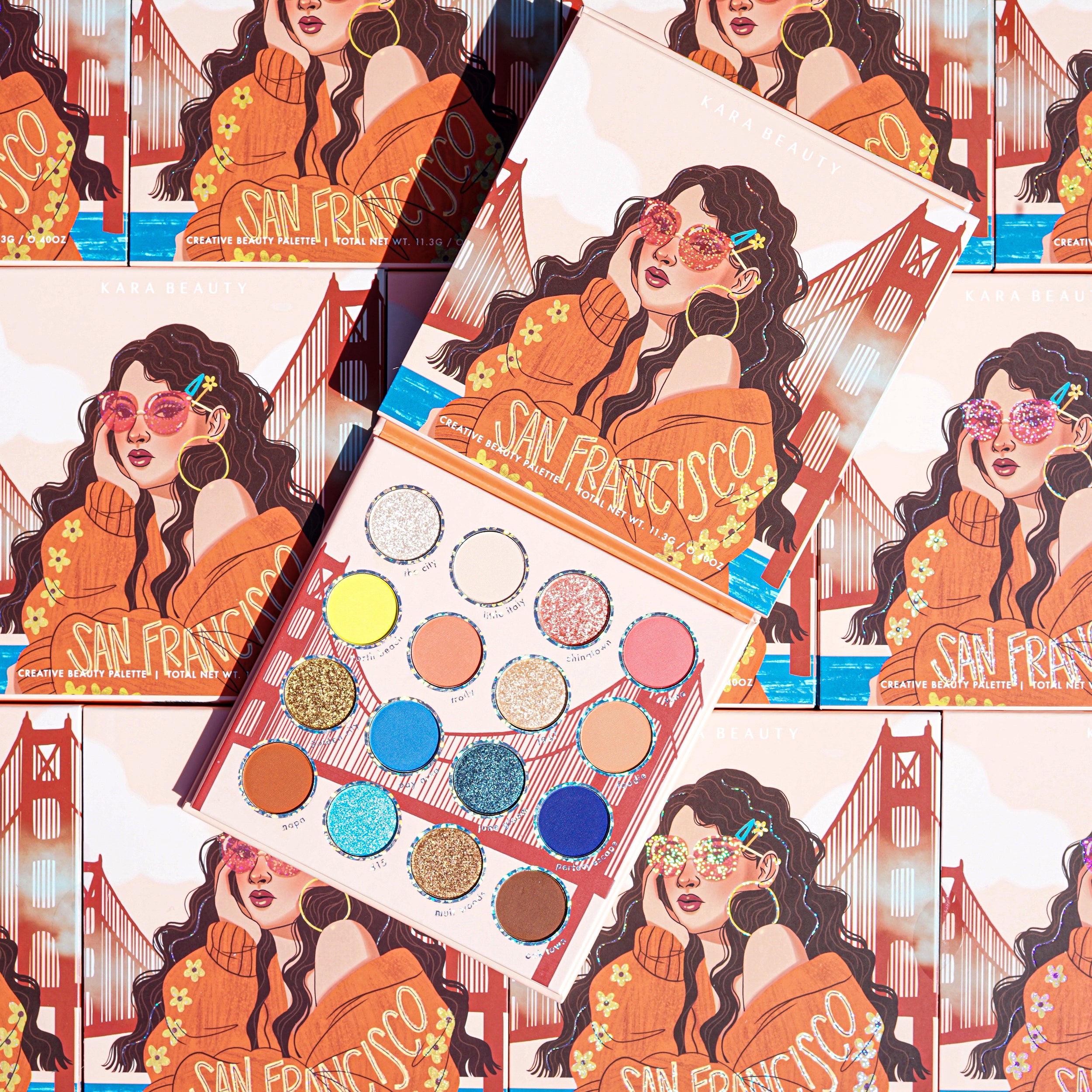 Kara Beauty's San Francisco 16-Shades Multi-Finish Vegan Eyeshadow Palette